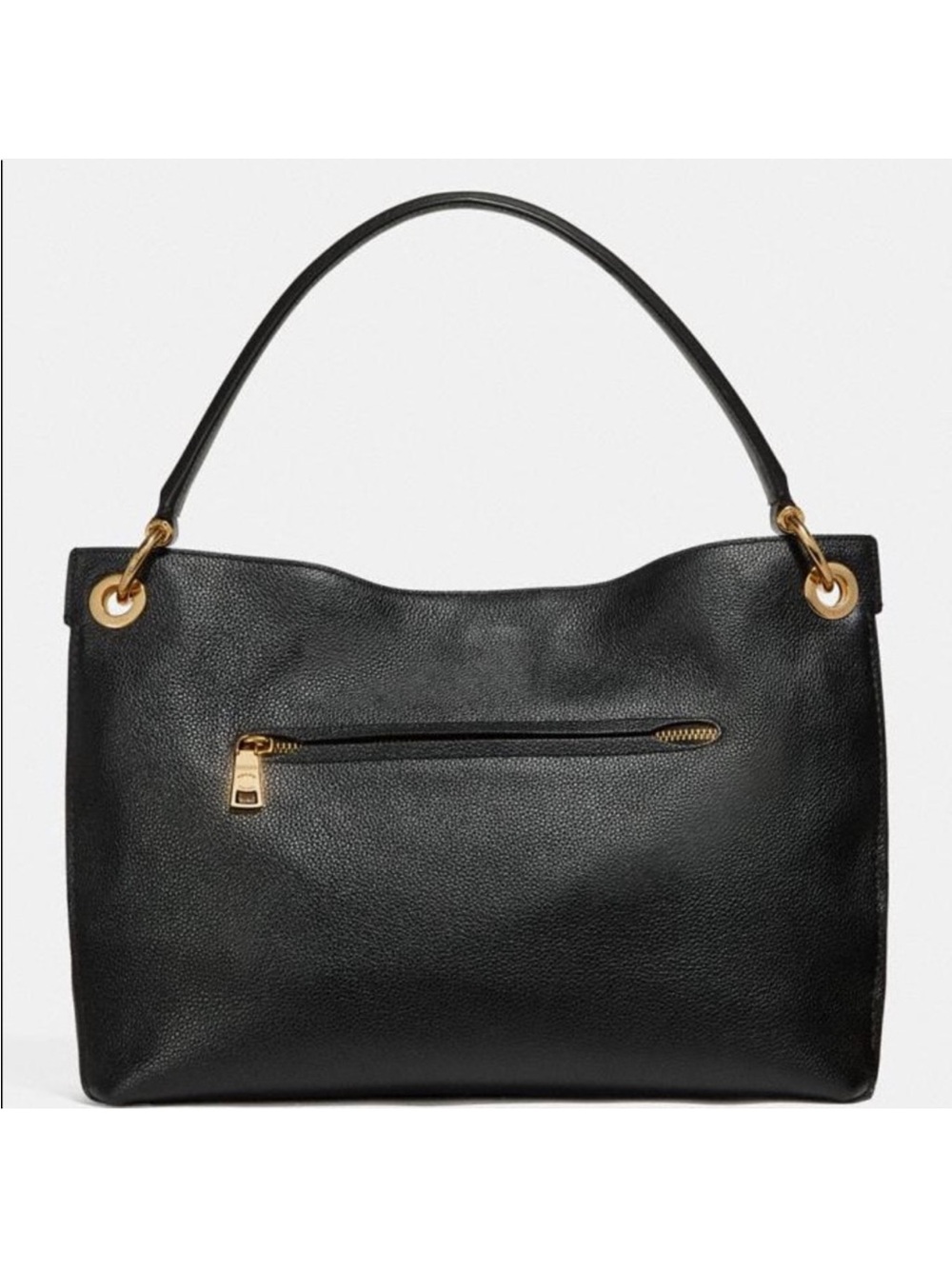 Coach Black Leather Shoulder Bag with Gold Hardware